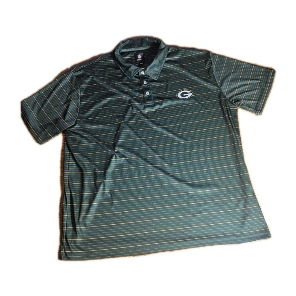 Team Apparel Green Bay Packers Polo Shirt Mens 2XL Green Striped